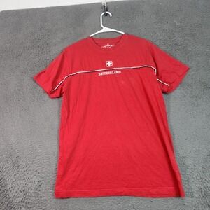 Switzerland Shirt Mens Medium Red Splash Arts Swiss Flag Travel Souvenir Tee